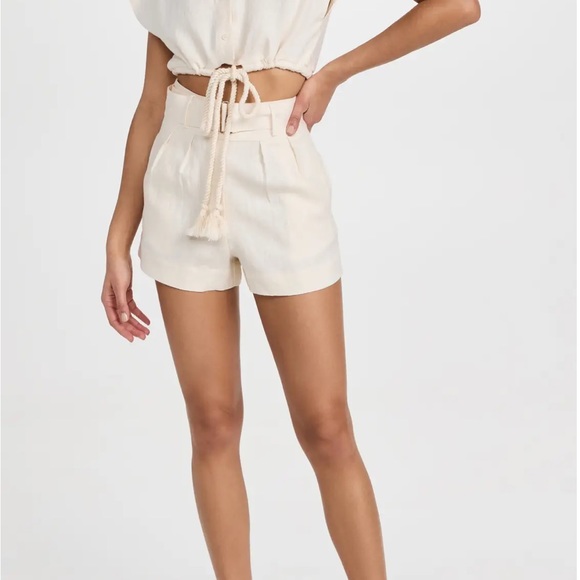 HEVRON 100% Linen Senna Shorts Ivory 4 - Picture 8 of 8